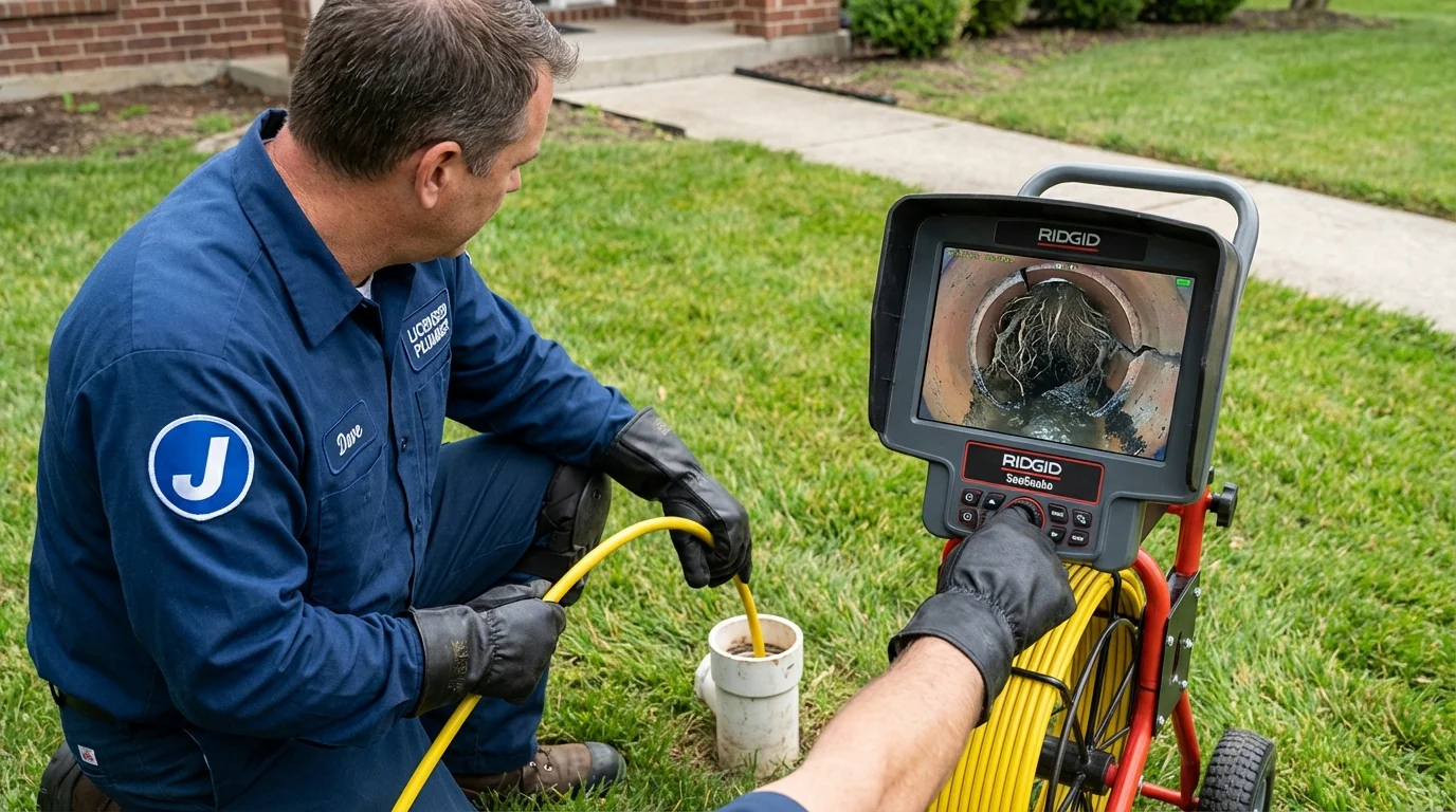 Sewer camera inspection being performed by Johns Plumbing LLC in Bayboro